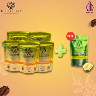 EL'S COFFEE Lampung Gold 200GR 5Pcs Free 1 Durian / Lanang Coffee Roasted Kopi M-113