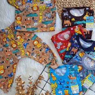 stelan baju bayi laki laki perempuan lucu murah motif PRINTING VIORI CELANA PAMPERS KANCING DEPAN 3-18 bulan