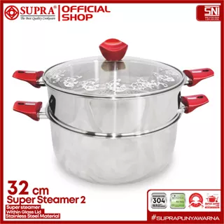 SUPRA Panci Stainless Super Steamer Susun 2 32 Cm - Red