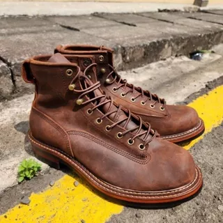 Sepatu Gentleman Boots Pria WHT 26798 Coffee Crazy Horse Leather