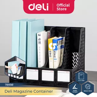 Deli Magazine Container File Tray Rak Box File Tempat Dokumen Bahan Plastik 4 Sekat 78998