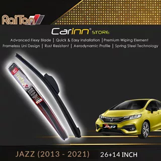 Raiton Sepasang Wiper Frameless Full Karet Kaca Depan Honda Jazz GK5 2013-2021 26 & 14 -2 Buah