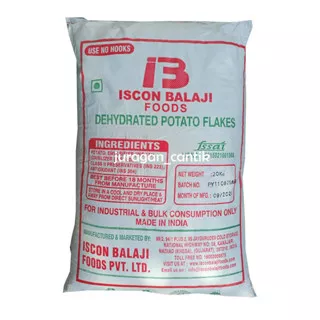 Tepung Kentang Potato Flakes Halus Iscon Balaji 1sak / 25kg Halal Murah Berkualitas Khusus Pengiriman Gojek Grab Instant