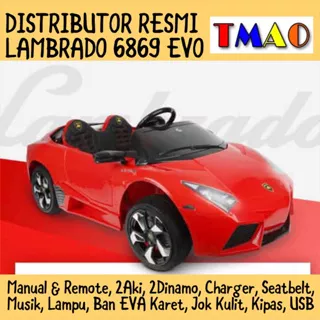 Mobil Aki Mainan Anak Lambrado Lamborghini PMB M6869 2 Anak Remote M 6869 Murah