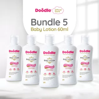 Doodle - Bundle 5 Pcs Doodle Baby Face & Body Lotion | Face & Body Baby Lotion | Face & Body Lotion Bayi | Super Mild Baby Lotion Liquid | Ukuran 60 ml