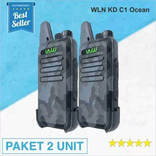 HT WLN KD-C1 ( isi 2HT) FULLSET Ocean Camouflage Loreng Biru 2 Way 2 Way UHF Radio Long Rang | Walkie Talkie Radio Komunikasi Handy Talky | H T W LN Walky Talky Handie Talkie Single Band KDC1 KD C1