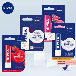 NIVEA Lip Care | Lip Balm - Original Care | Srawberry | Watermelon | Soothe & Protect
