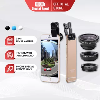 Wide Angle / Macro / Zoom Dengan Klip on Untuk Smartphone 3 In 1 Lensa Fish Eye / Makro / Wide Angle Zoom Dengan Klip On Untuk Kamera Smartphone