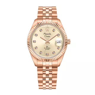 Jam Tangan Pria Alexandre Christie Classic Steel AC 5013 MDBRGLN Rose Gold Dial Rose Gold Stainless Steel