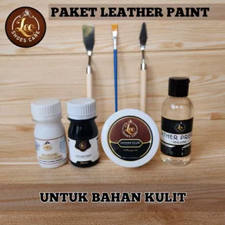 Paket Lengkap Leather Paint - Leo - Cat Bahan Kulit Asli atau Sintetik - Cat Tas / Cat Dompet / Cat Sepatu Kulit