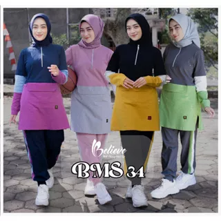 BELIEVE Hijab Sport Wears BMS 34 - Setelan Baju Olahraga Muslimah