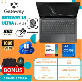 Laptop Gateway Ultra Slim L31 Intel i7 1255u 512gb SSD Win11 Hitam