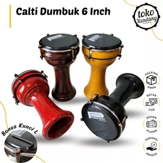 Calti Darbuka Dumbuk Pinggang Mini Anak Mika 6 Inch Power Beat Kayu Asli Bonus Kunci L Bergaransi