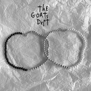 The Goats Dept - Vintage Pearl Necklace Original / tgd875 kalung mutiara vintage warna hitam putih silver kado untuk pasangan hadiah lucu viral akesoris kekinian berkualitas unisex pria wanita