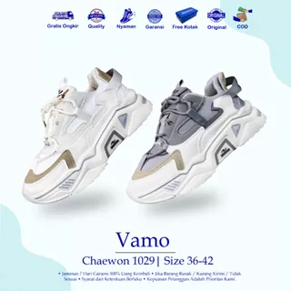 Vamo Chaewon Sepatu Sneakers Wanita Dan Pria Trendy Bertali Kulit Sintetis Casual Korea Sepatu Olahraga Free Kotak 1029