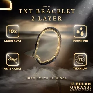 Emrys Premium Bracelet TNT 2 Layer Real Titanium GELANG Anti Karat Pria Wanita