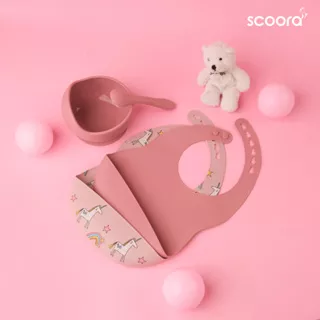 SCOORA Premium Silicone SE Alat Tempat Makan Bayi & Anak Warna Pink