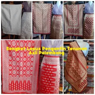 SONGKET PALEMBANG LEPUS MERAH MARON GOLD MANDAR TENUN TANGAN TARUTUNG SARUNG CEWEK BAWAHAN KEBAYA PENGANTIN BATAK