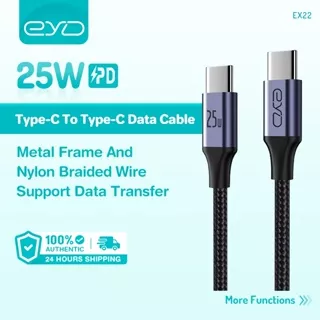 EYD EX22 Kabel Data Type-C to Type-C 25W/3A Fast Charging Nylon Braided TPE Kabel Converters Mobile Cables