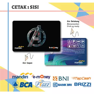 KARTU EMONEY ETOLL SUPERHERO LOGO AVENGERS E MONEY MANDIRI FLAZZ BCA GEN 2 BNI TAPCASH BRIZZI BRI - 1 SISI