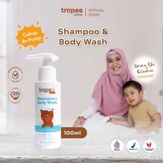 Tropee Bebe - Shampoo & Body Wash (Shampo & Sabun Mandi Anak) 100ml / Natural Free SLS / Melembapkan Kulit / Untuk Kulit Alergi / PH Balance