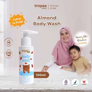 Tropee Bebe - Almond Body Wash (Sabun Mandi Anak) 100ml / Natural Free SLS / Melembapkan Kulit / Untuk Kulit Alergi / PH Balance