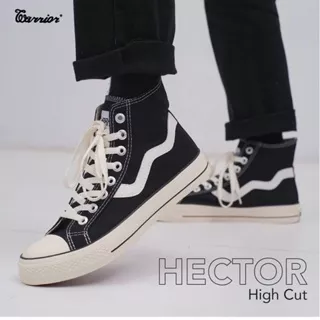 Warrior Hector Black White HC - Sepatu Sekolah Warrior Tinggi
