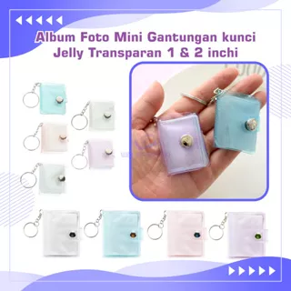 Gantungan Kunci Album Foto Mini Jelly Transparan Ukuran 1 & 2 inchi 16 Tempat Foto