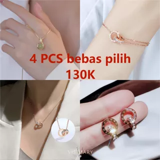 02 Paket 4 produk Titanium 130K Bebas Pilih , KHUSUS EDISI LIVE (Kalung,Bangle,Gelang Tangan,Gelang kaki, Anting)