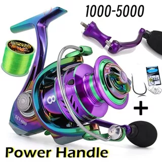 Power Hand Reel Pancing Memancing Rasio Gear 5.2:1 Max Drag 5-10KG Joran Pancing 1000-4000 Bahan Metal reel power handle reel harrow vector kerekan pancing