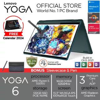 Lenovo Yoga 6 13ALC7 2in1 Touch AMD Ryzen 5 5500U RAM 16GB 512GB SSD Radeon Win11+OHS 13.3 WUXGA IPS 100%SRGB FINGERPRINT PEN 3YEAR PREM+3YEAR ADP