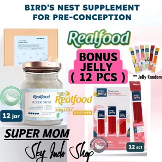 REALFOOD INDONESIA Super Mom ( P.12 Bonus 12 Pcs Jelly ) | Suplemen | Vitamin | Asam Amino | Asam Folat | Asam Sialat | Minuman Sarang Burung Walet | Untuk Promil | BPOM & HALAL