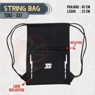 Tas sepatu olahraga tas serut hitam drawstring bag tas tali TSB-2 shoesbag backpack gimsak murah bagus berkualitas