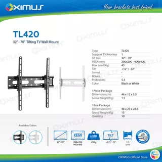 BRACKET TV LED LCD MONITOR 32 - 70 OXIMUS TL420 WALL MOUNT TILT