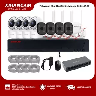 XIHANCAM Paket CCTV 8CH 5MP IP Camera CCTV Komplit Siap Pasang - Kabel LAN + Switch 8CH Gratis