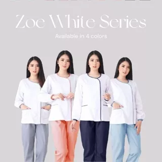 [Renne] Seragam Baby Sitter Zoe White Long Sleeve / Baju Suster / Baju Baby Sitter / Seragam Nanny