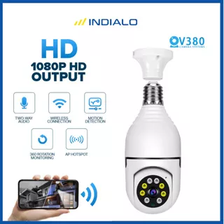 INDIALO CCTV Lampu V380 Pro Wifi Bohlam Kamera 360 1080P HD Night Vision Monitor Auto Tracking IP Bulb Camera CCTV Wireless For Home Security Mini Camera