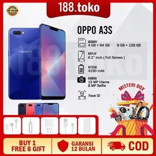 HP OPPO A3S ram 6/128GB 4G LTE Smartphone GARANSI 1 TAHUN