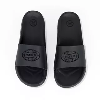 RCKLS.LTD Sandal Slide Slip On Anti Slip Licin Ringan Globe Black Full | Sandal Slider Distro | High Quality Premium