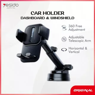 YESIDO Car Phone Holder Mobile Dashboard Windshield Air Vent AC One Hand Easy Operation Carbon Fiber Look