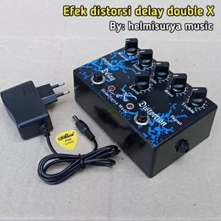 Efek gitar distorsi delay double X dan Adaptor kualitas mantap