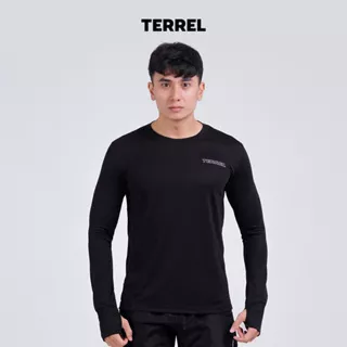 Terrel sports wear basic long sleeve black baju olah raga dry fit pria lari running gym pria