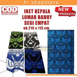 Lomar Ikat Iket Kepala Suku Baduy Khas Sunda Model Kain Batik Baduy Segi Empat Segi 4 U.K 215 x 115 cm Syal Tradisional Batik Biru Lebak Banten Kualitas Bagus