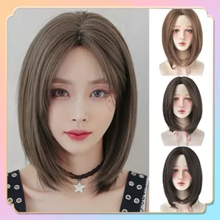 39 CM Full Wig Korean Straight Tanpa Poni Short