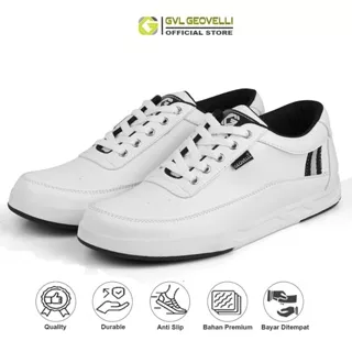 GVL Geovelli Sneakers Full White | Sepatu Sneaker Putih Brand Lokal G-3101 White Webbing Hitam