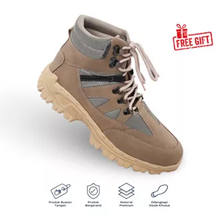 [FREE GIFT] Catenzo x Raindoz Sepatu Safety Shoes Hiking Adventure Pria Synthetic RJM 527 Cream