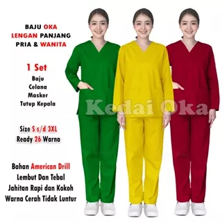 Baju Ok / Baju Medis / Baju Perawat lengan panjang / Sergam Medis / Seragam Perawat / Baju jaga Suster - Baju OKA / Model Terbaru - Murah