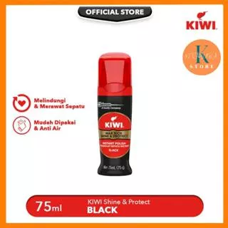 Semir Sepatu Kiwi Cair Shoe Care Liquid Polish Black 75ml Kiwi Wax Rich Shine & Protect cair liquid 75ml Hitam