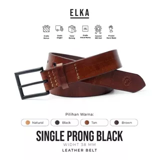 LTHRKRFT - ELKA - Belt - Ikat Pinggang Pria Single Prong Hitam Kulit Asli - Gratis Embose Nama