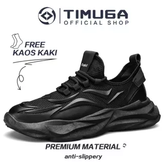 TIMUGA Sepatu Pria Black Sepatu Sports Kasual Terbaru Gaya Stylish Sepatu Olahraga Sekolah Sneakers Running Shoes New Model KSC303